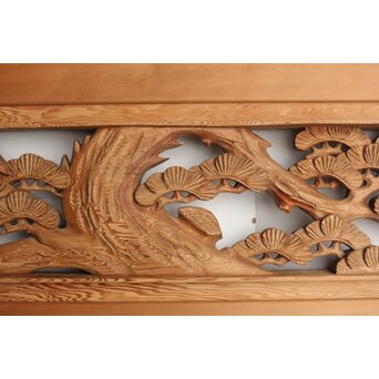 鶴松 木彫欄間 2枚1組　R0258 