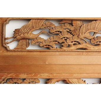 鶴松 木彫欄間 2枚1組　R0258 