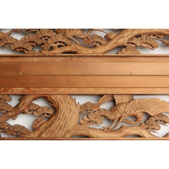 鶴松 木彫欄間 2枚1組　R0258 