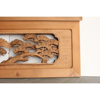 鶴松 木彫欄間 2枚1組　R0258 