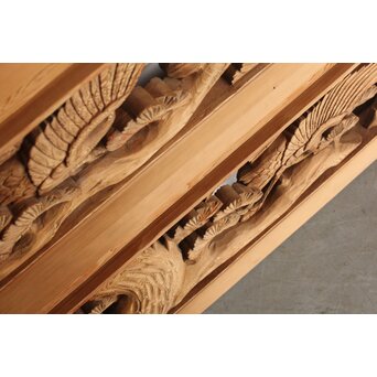 鶴松 木彫欄間 2枚1組　R0258 