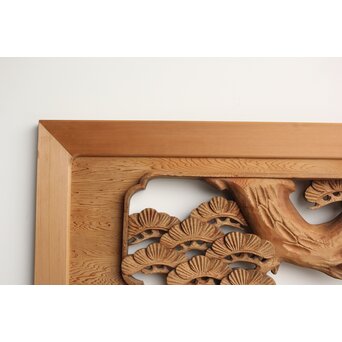 鶴松 木彫欄間 2枚1組　R0258 