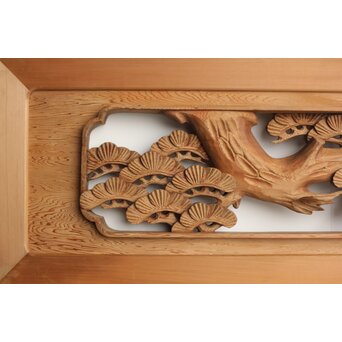 鶴松 木彫欄間 2枚1組　R0258 