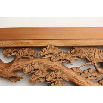 鶴松 木彫欄間 2枚1組　R0258 