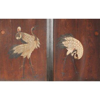 板絵 群鶴図 板戸 2枚1組　B1024Y 