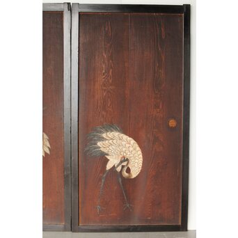 板絵 群鶴図 板戸 2枚1組　B1024Y 