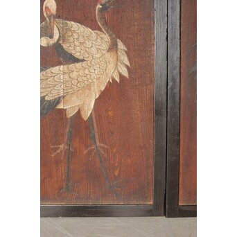 板絵 群鶴図 板戸 2枚1組　B1024Y 