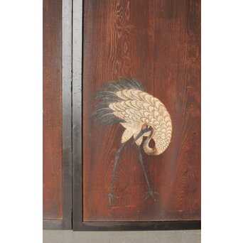 板絵 群鶴図 板戸 2枚1組　B1024Y 