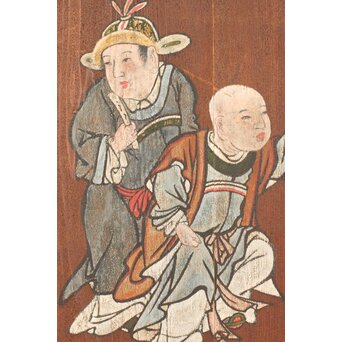 板絵 郭子儀 唐子図 板戸 2枚1組　B1025 