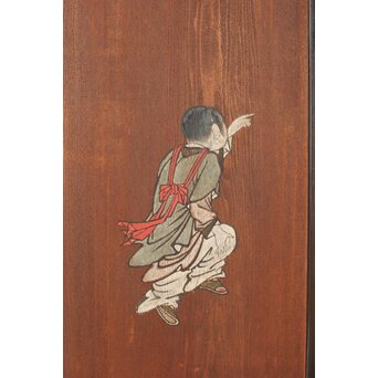 板絵 郭子儀 唐子図 板戸 2枚1組　B1025 