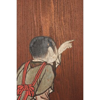 板絵 郭子儀 唐子図 板戸 2枚1組　B1025 