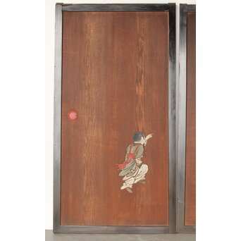 板絵 郭子儀 唐子図 板戸 2枚1組　B1025 