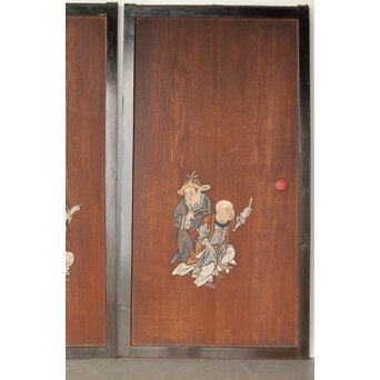 板絵 郭子儀 唐子図 板戸 2枚1組　B1025 