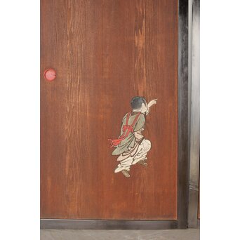 板絵 郭子儀 唐子図 板戸 2枚1組　B1025 