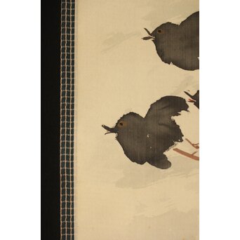 佐野光穂 波千鳥図 絹本掛軸　Z345 