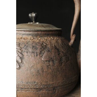 金龍堂造 大国楳翁 胴印 竹林賢人大鉄瓶　M340 