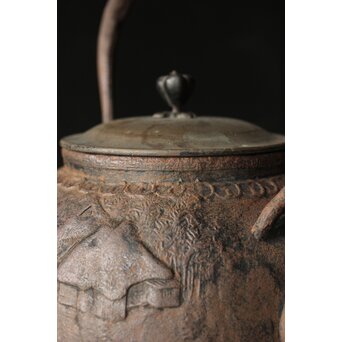 金龍堂造 大国楳翁 胴印 竹林賢人大鉄瓶　M340 