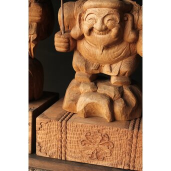 大黒光金 恵比寿大黒木彫 一対　X377 