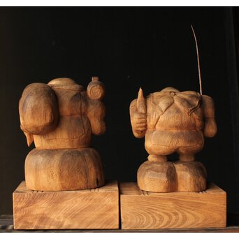 大黒光金 恵比寿大黒木彫 一対　X377 