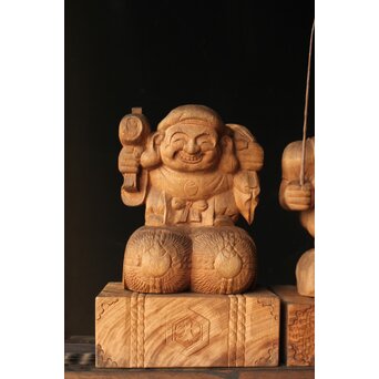 大黒光金 恵比寿大黒木彫 一対　X377 