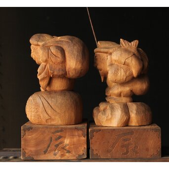 大黒光金 恵比寿大黒木彫 一対　X377 