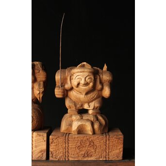 大黒光金 恵比寿大黒木彫 一対　X377 