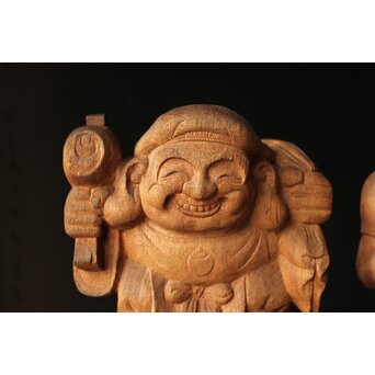 大黒光金 恵比寿大黒木彫 一対　X377 