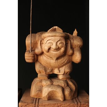 大黒光金 恵比寿大黒木彫 一対　X377 