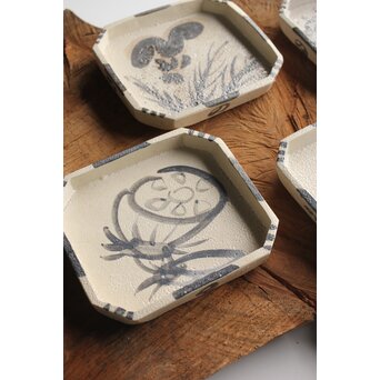 粛粲寶/しゅくさんぽう 志野 四季銘々皿 4枚　P361 