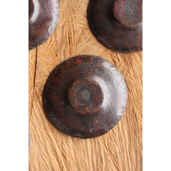 三代 本間琢斎 斑柴銅 越佐 五十傑當選記念 茶托　M341 