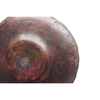 三代 本間琢斎 斑柴銅 越佐 五十傑當選記念 茶托　M341 