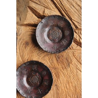 三代 本間琢斎 斑柴銅 越佐 五十傑當選記念 茶托　M341 