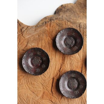 三代 本間琢斎 斑柴銅 越佐 五十傑當選記念 茶托　M341 