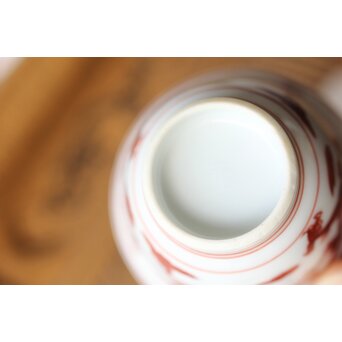 三浦竹泉 赤絵龍紋 煎茶器7点　P363 