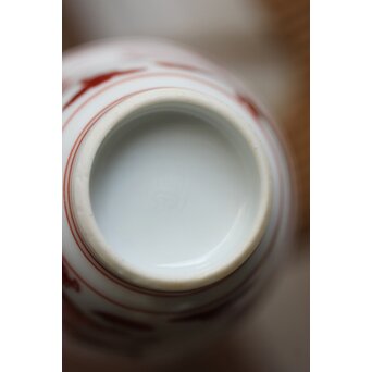 三浦竹泉 赤絵龍紋 煎茶器7点　P363 