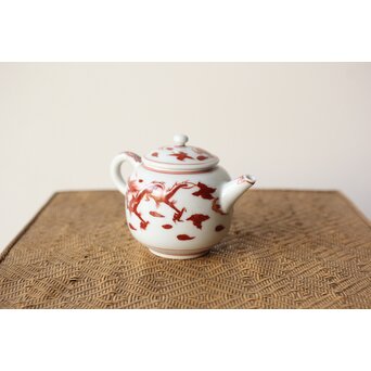 三浦竹泉 赤絵龍紋 煎茶器7点　P363 