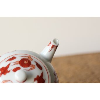 三浦竹泉 赤絵龍紋 煎茶器7点　P363 