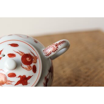 三浦竹泉 赤絵龍紋 煎茶器7点　P363 