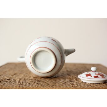 三浦竹泉 赤絵龍紋 煎茶器7点　P363 