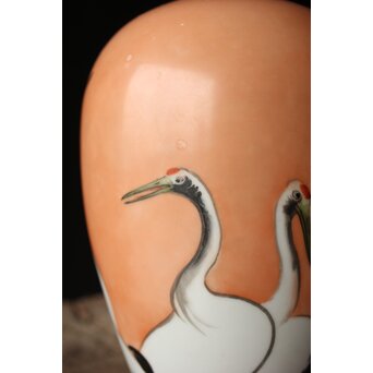 九谷鏑木製 光山作 琳派系鶴図 花瓶　P364 