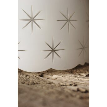 古手 星柄 乳白色ガラス被切子電笠　A056 