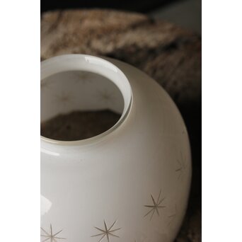 古手 星柄 乳白色ガラス被切子電笠　A056 