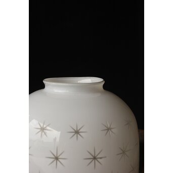 古手 星柄 乳白色ガラス被切子電笠　A056 