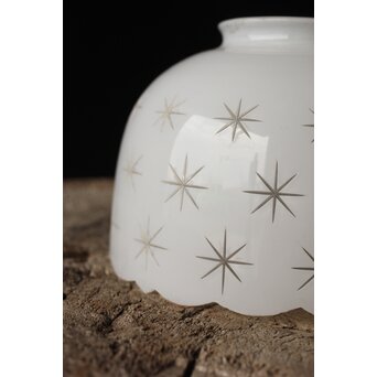 古手 星柄 乳白色ガラス被切子電笠　A056 