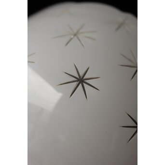 古手 星柄 乳白色ガラス被切子電笠　A056 