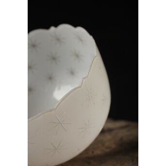 古手 星柄 乳白色ガラス被切子電笠　A056 