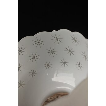 古手 星柄 乳白色ガラス被切子電笠　A056 