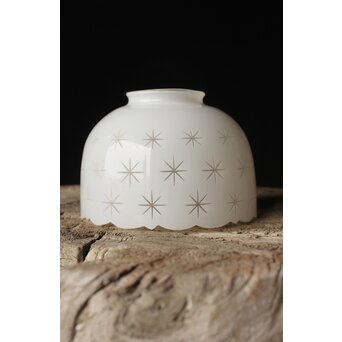 古手 星柄 乳白色ガラス被切子電笠　A056 