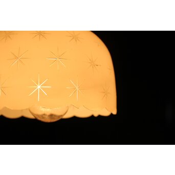 古手 星柄 乳白色ガラス被切子電笠　A056 