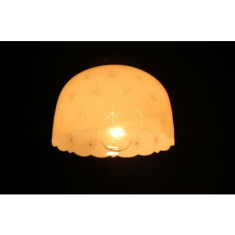 古手 星柄 乳白色ガラス被切子電笠　A056 